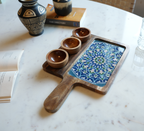 Mango Wood Serving Tray with 3 Bowls