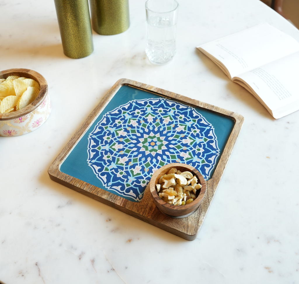 Mango Wood Serving Tray with Bowl