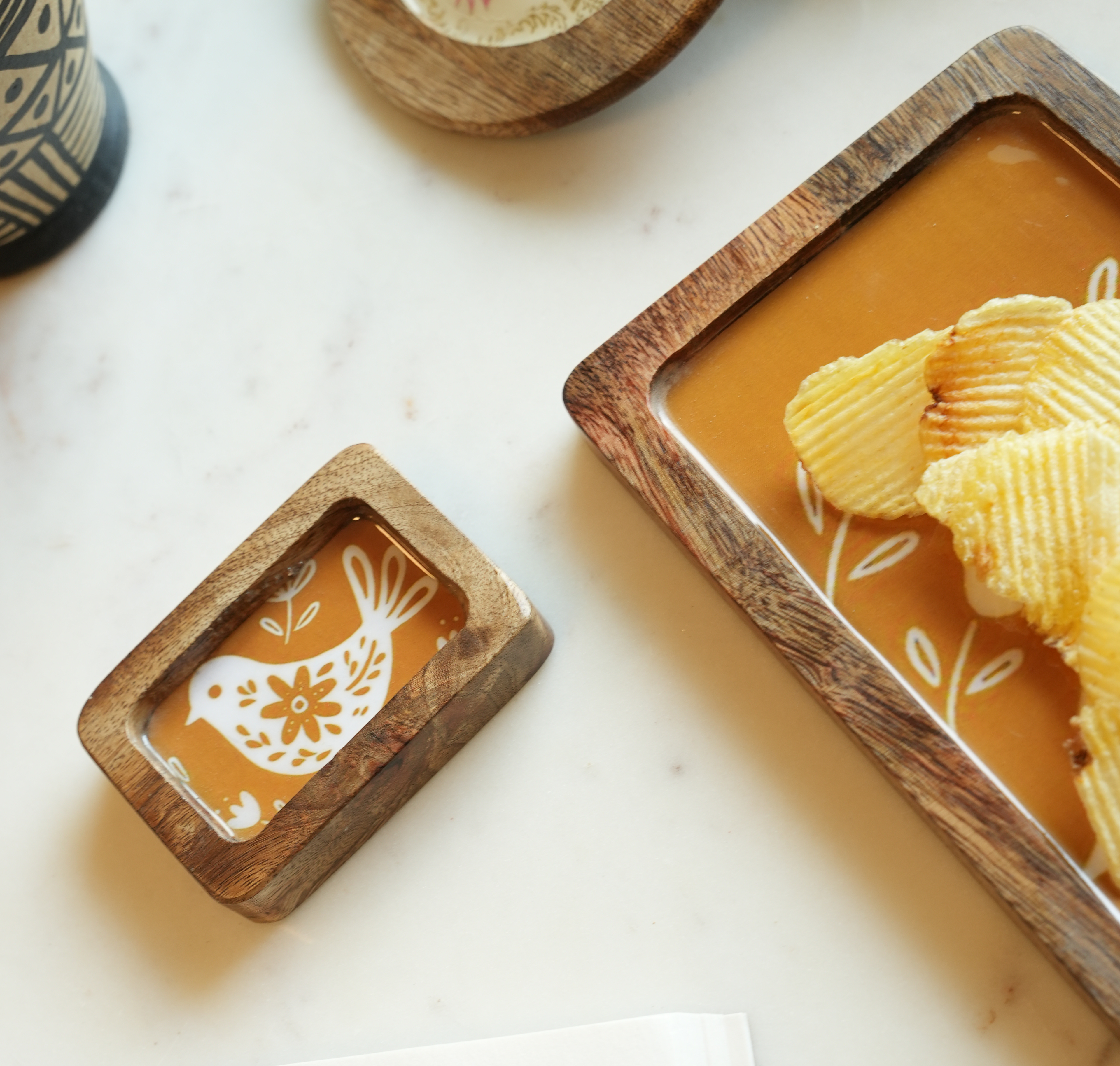 Mango Wood Snack & Dip Serving Set